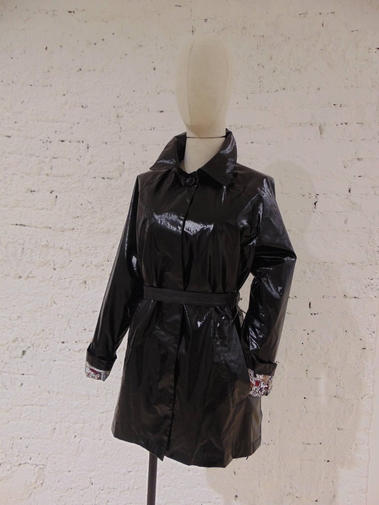 Louis Vuitton black cotton rain - trench coat at 1stdibs