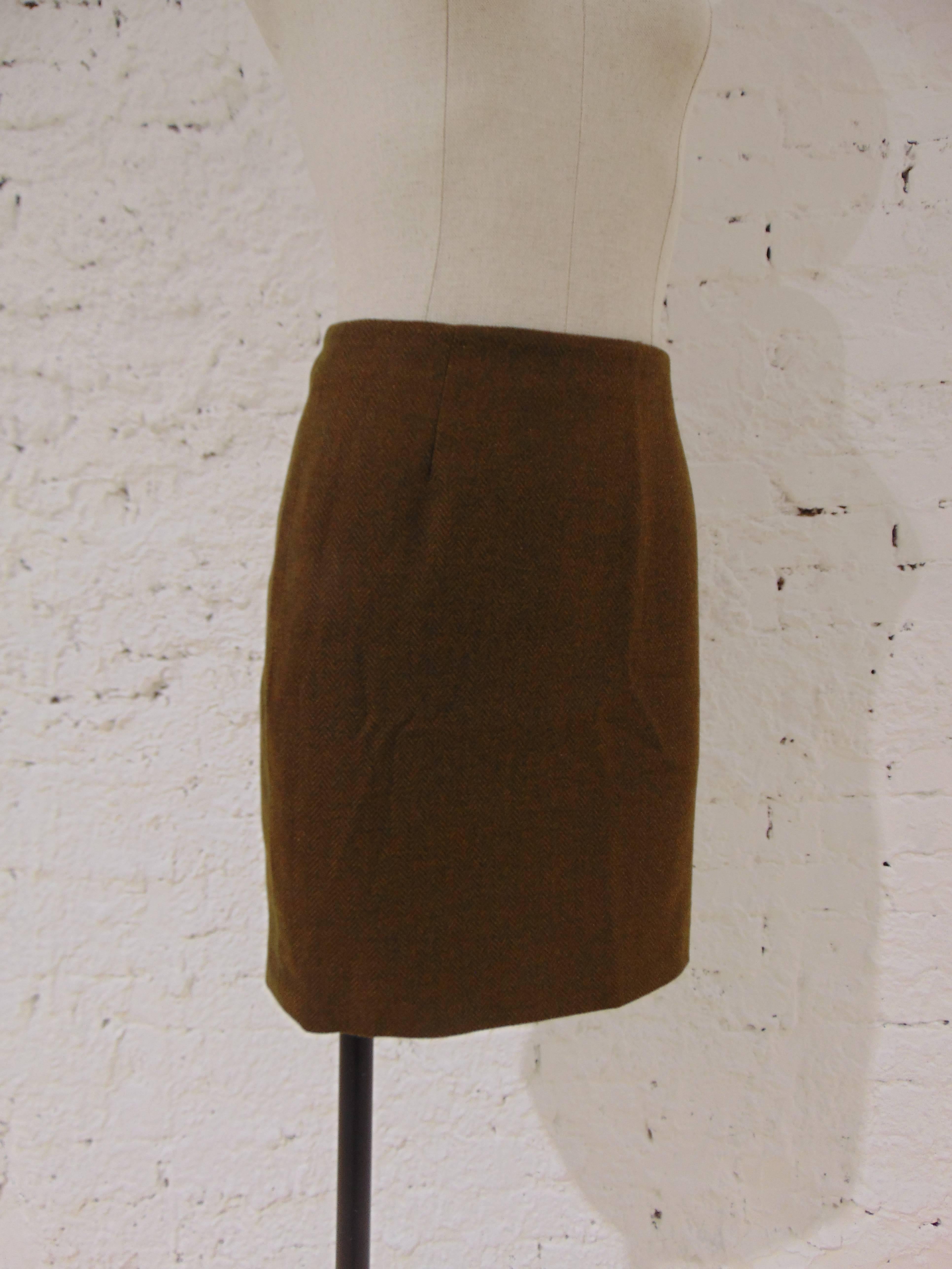 Women's Prada brown wool skirt suit