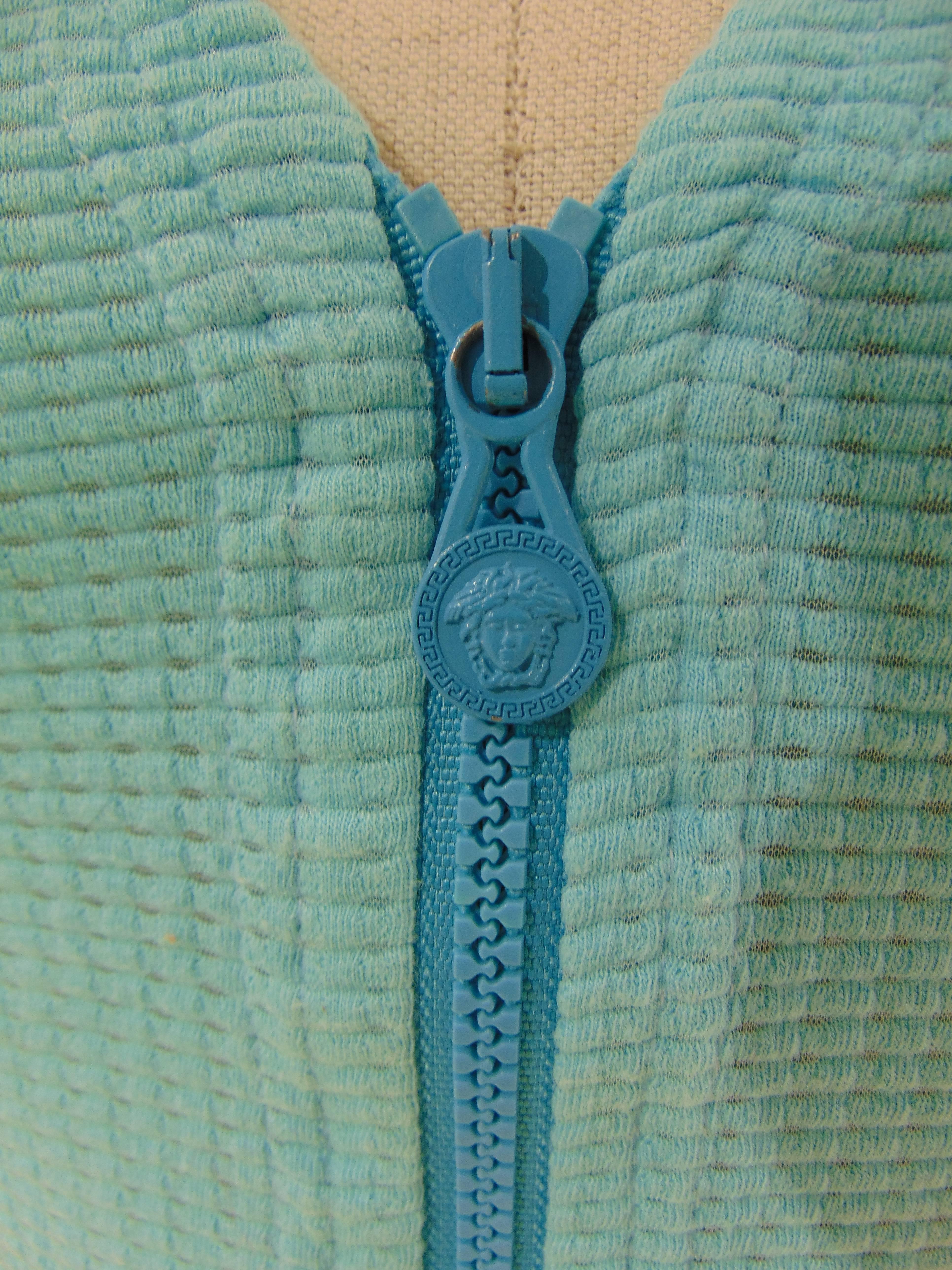 Versace light blue cotton shirt with Zip 2