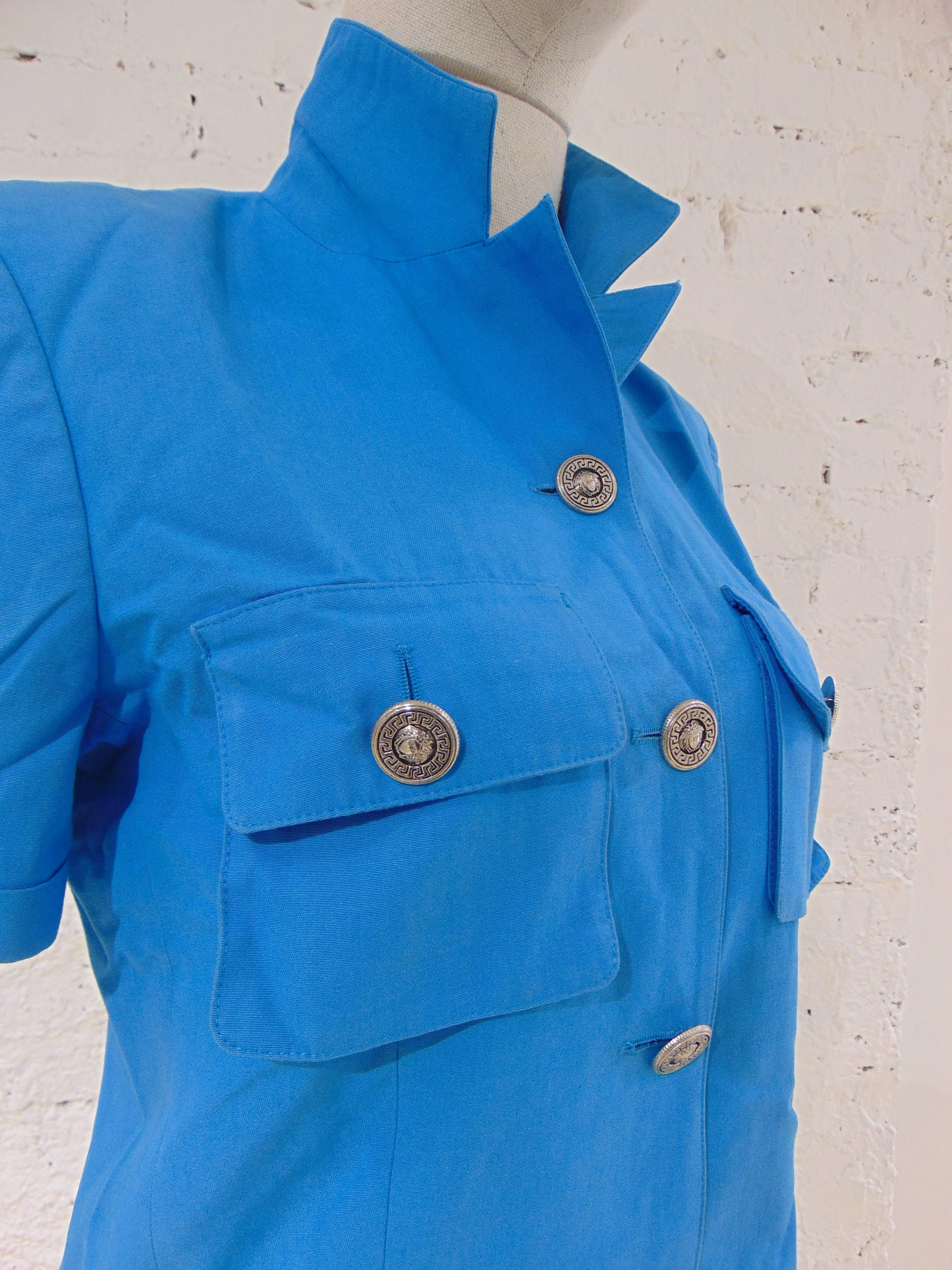 Blue Versace Sport turquoise Short sleeves Jacket