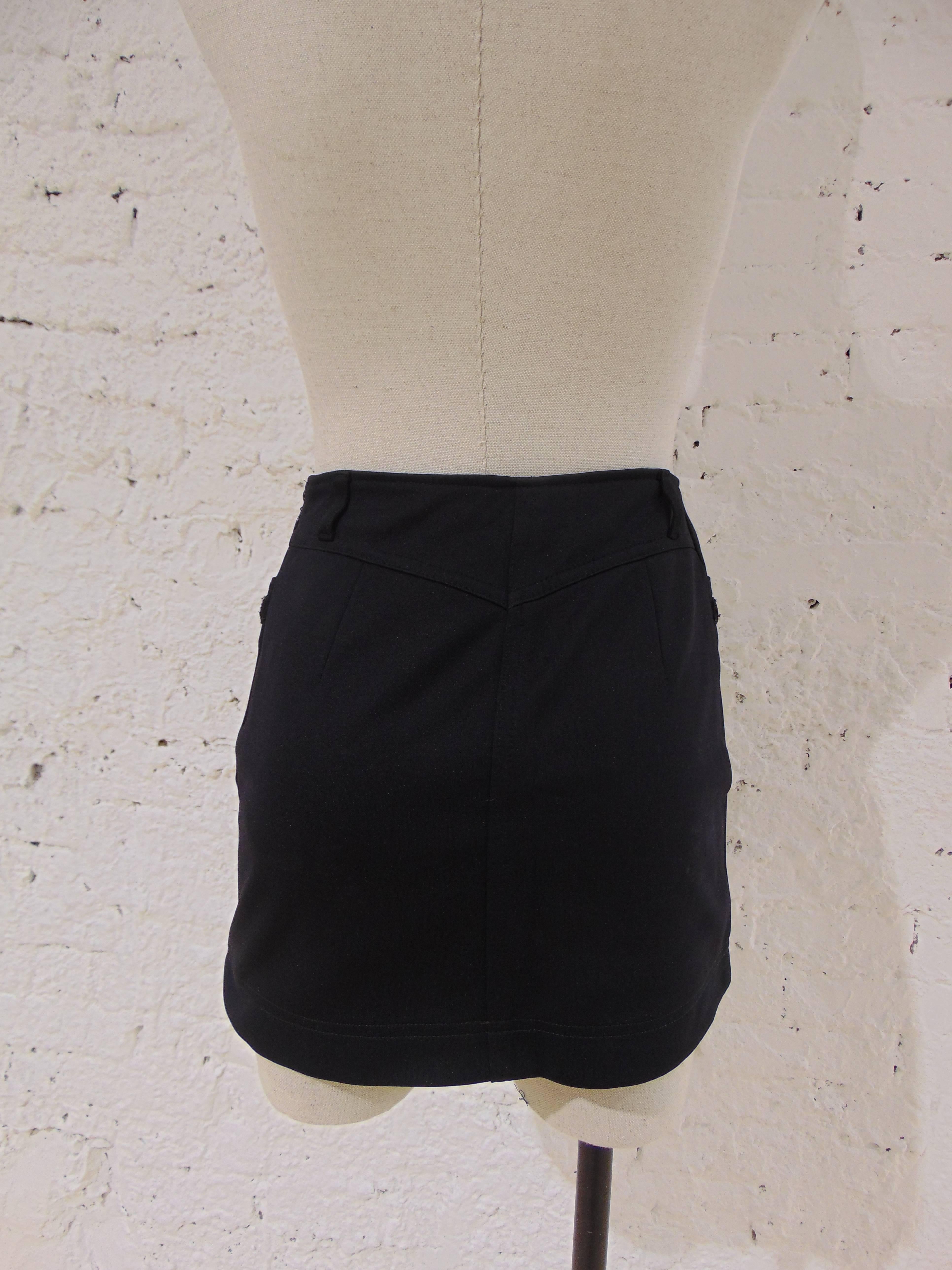Black Roccobarocco black mini skirt