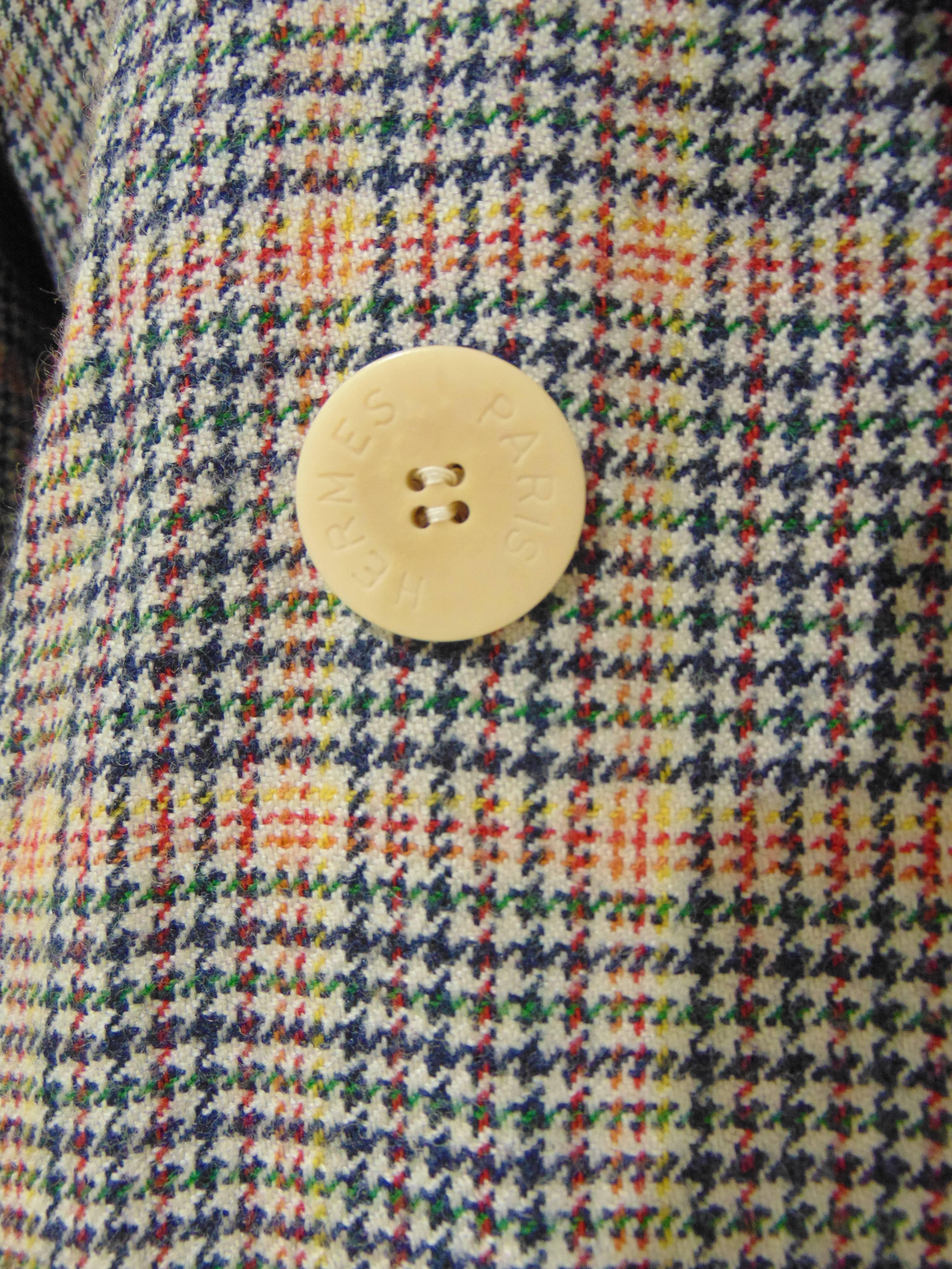 1980s Hermes multicoloured wool skirt suit For Sale 2