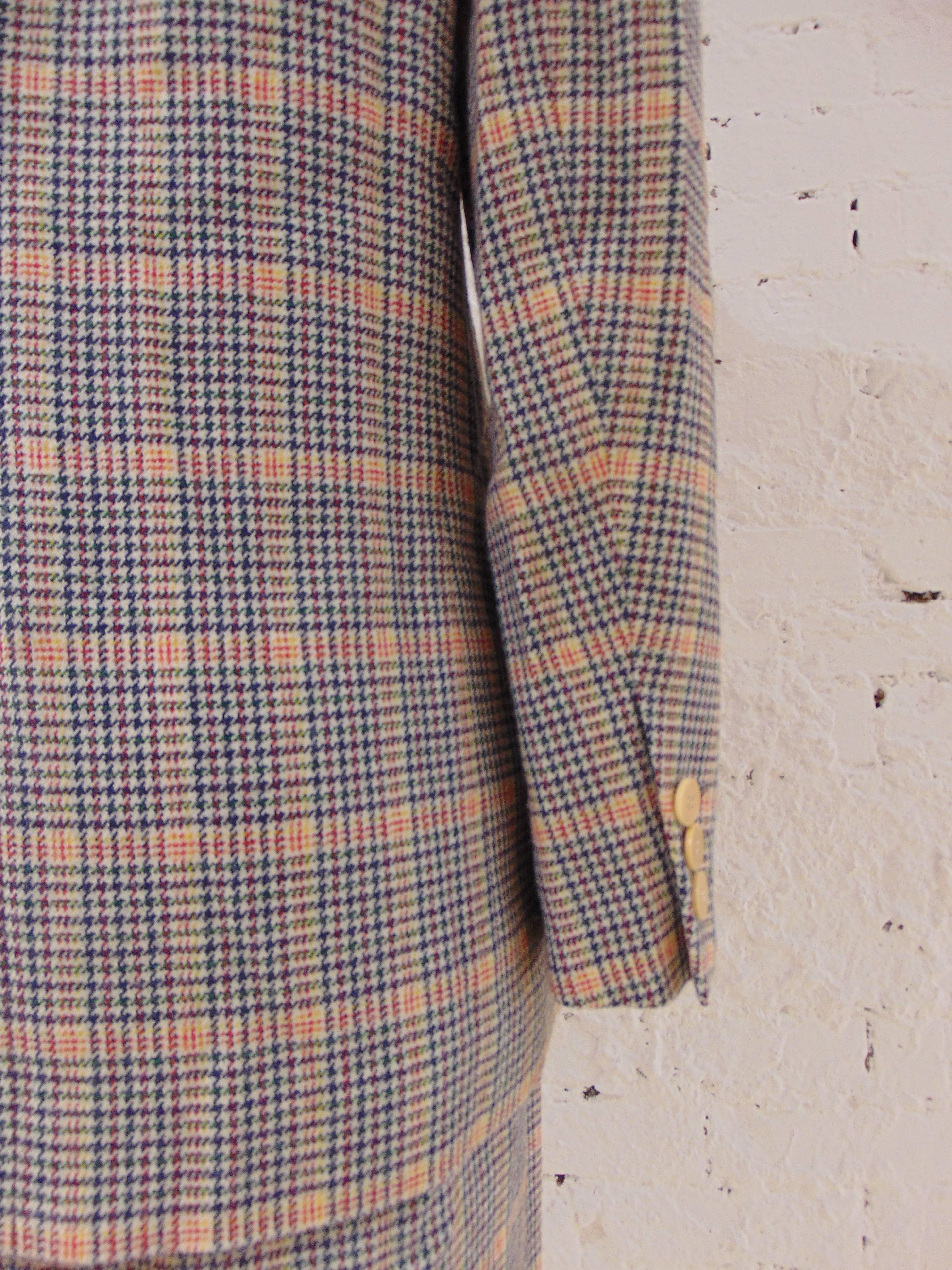 Gray 1980s Hermes multicoloured wool skirt suit For Sale