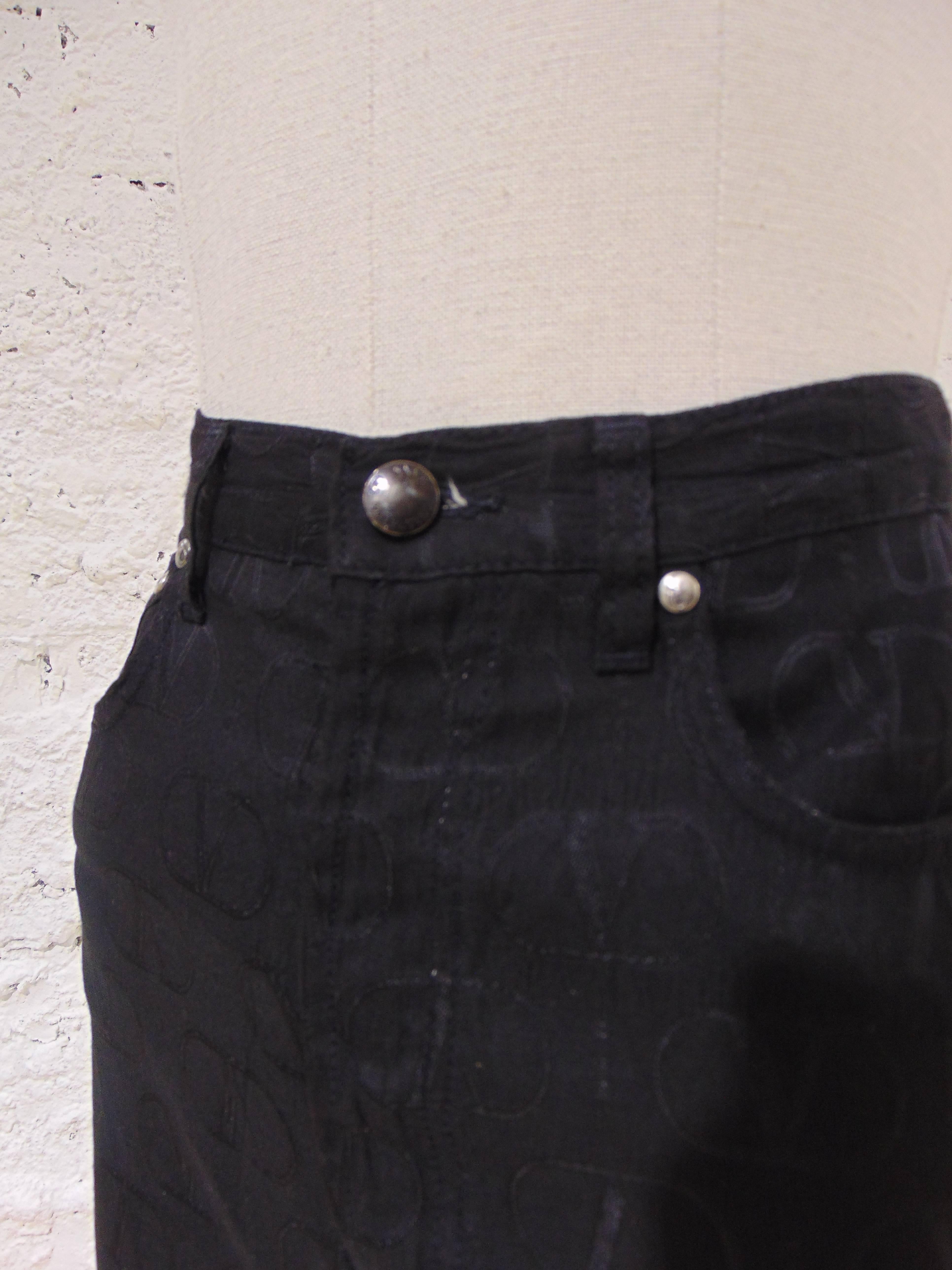 Valentino Jeans V Logo black cotton high waist skirt In Good Condition In Capri, IT
