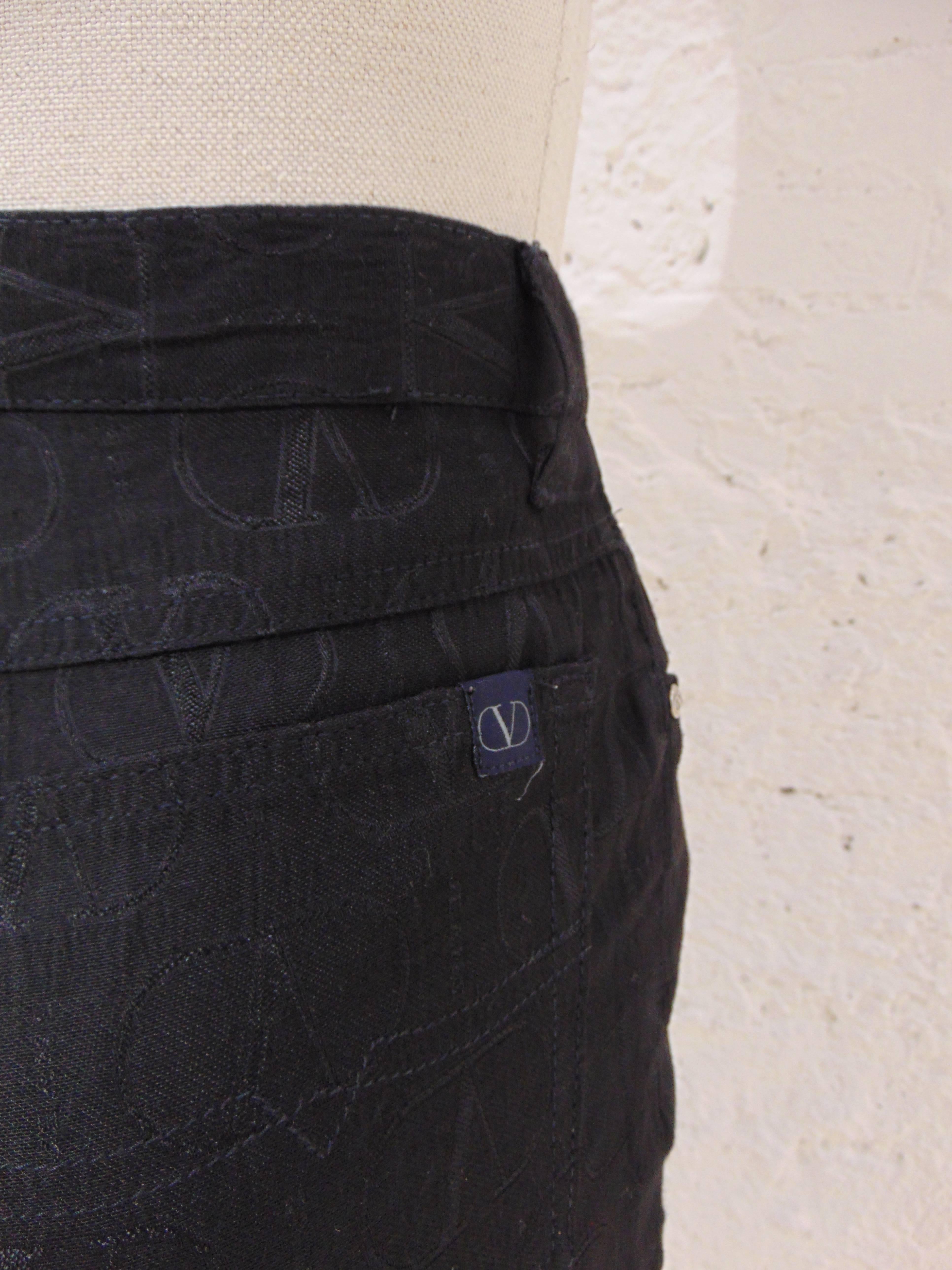 Valentino Jeans V Logo black cotton high waist skirt 1