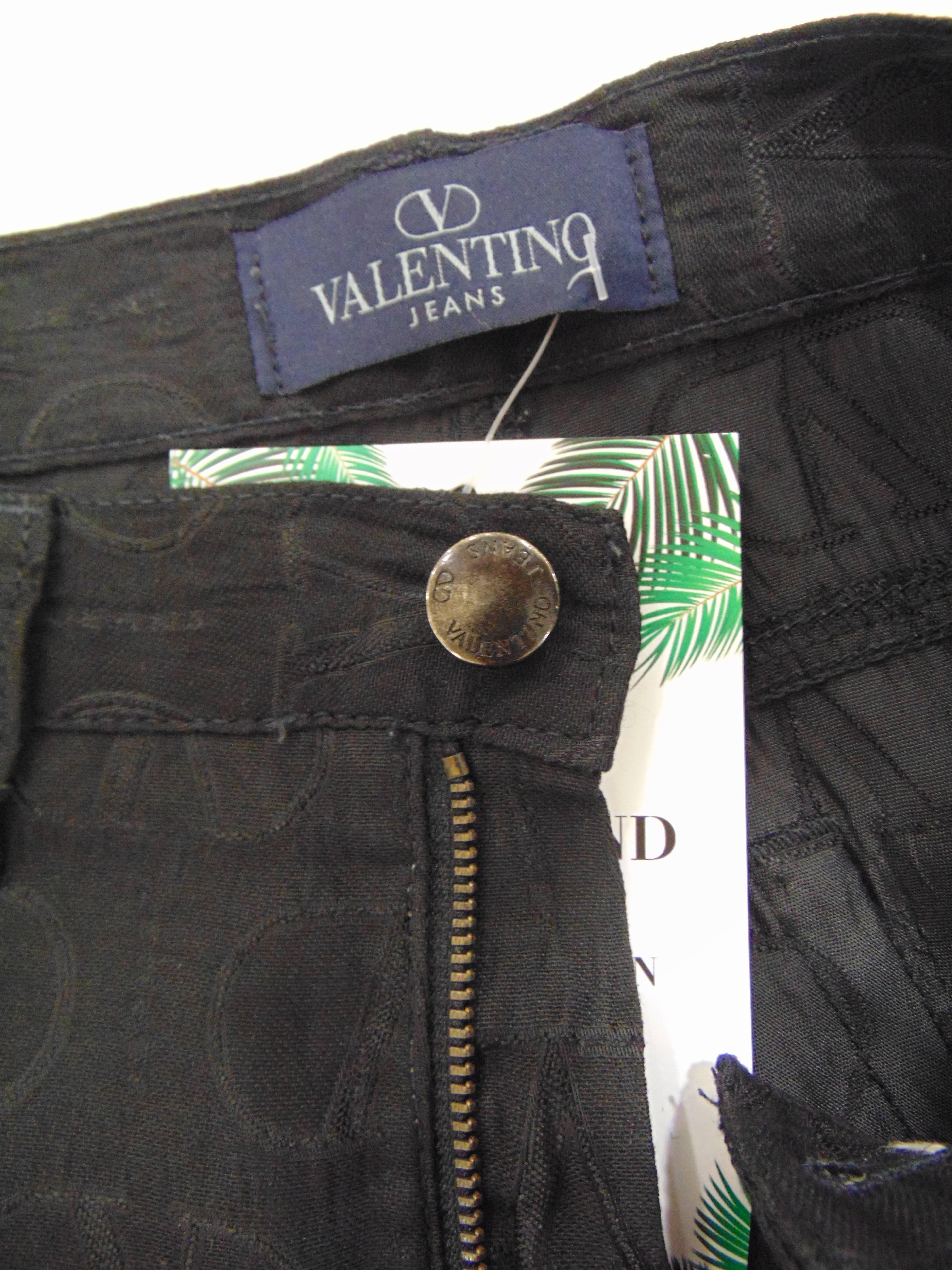 Valentino Jeans V Logo black cotton high waist skirt 2