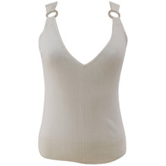 1990s chanel rib knit cropped top