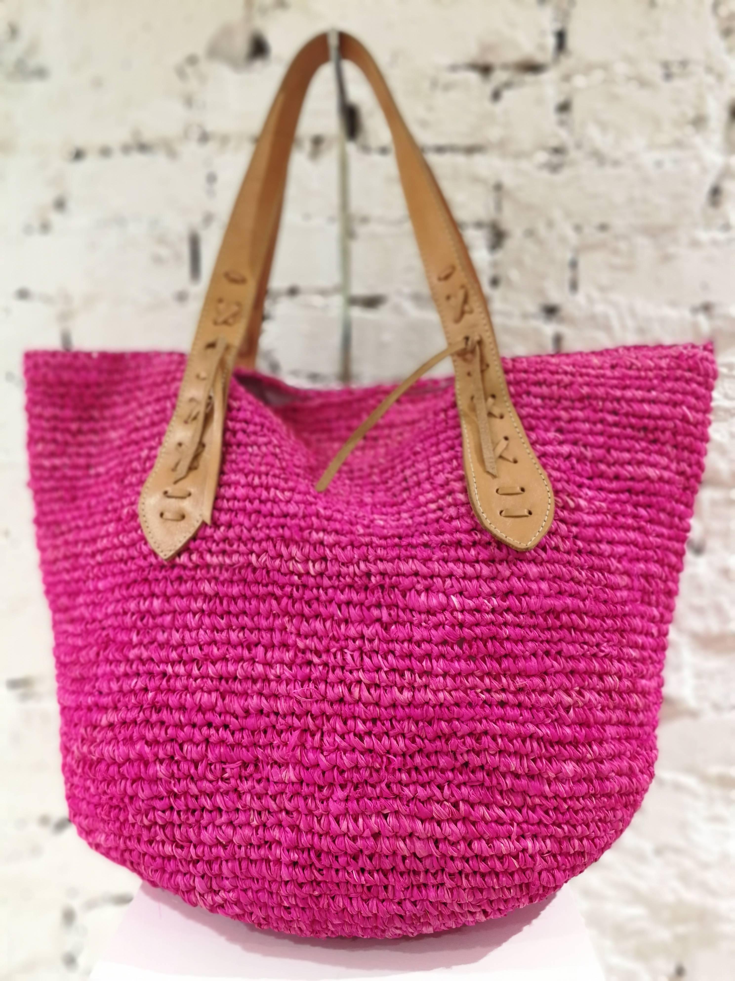 Mua Mua Fucsia Raffia Don't Be a Prick Shoulder Bag 1