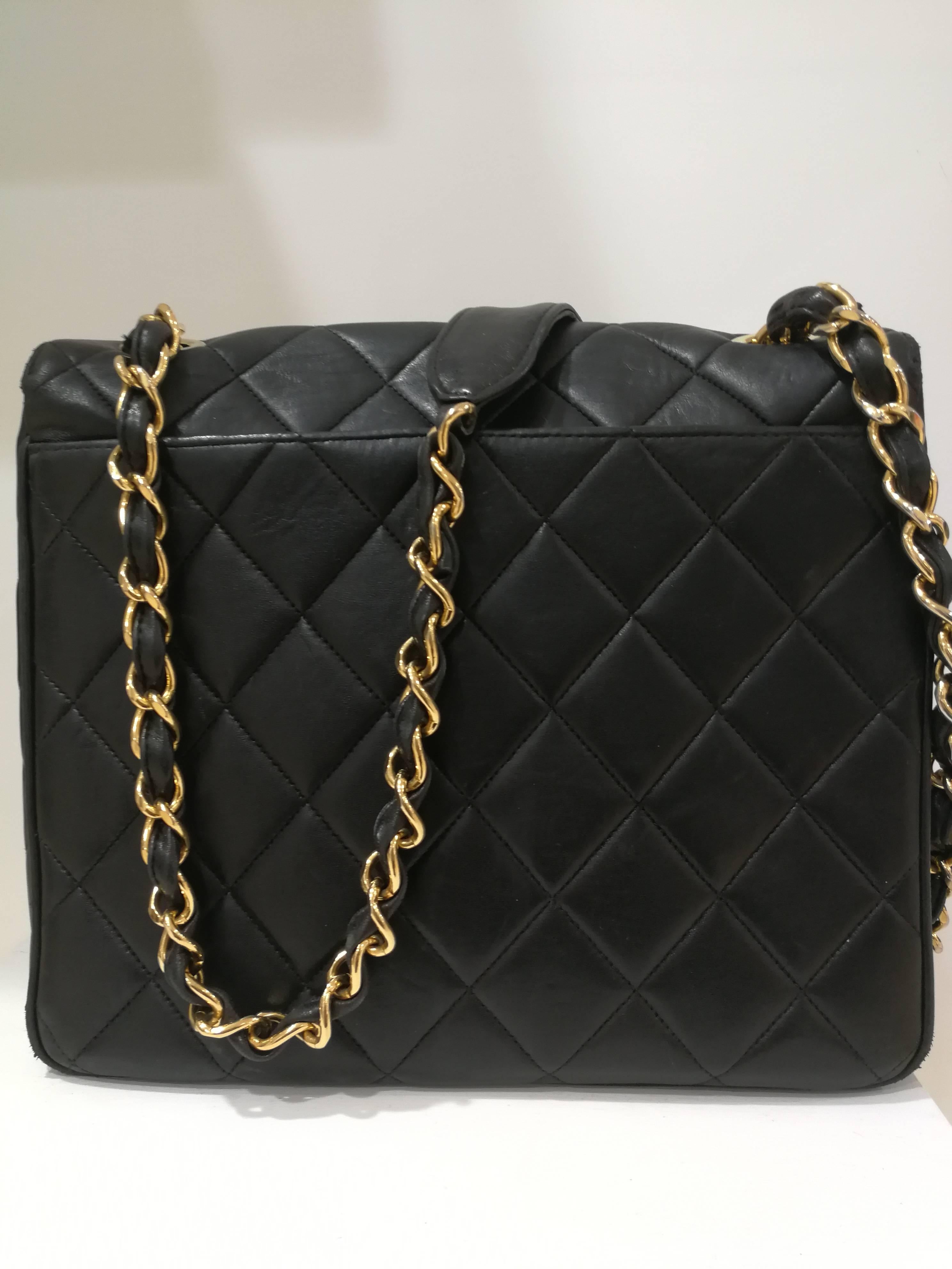 Chanel Black Leather CC Gold Tone Logo Shoulder Bag 6