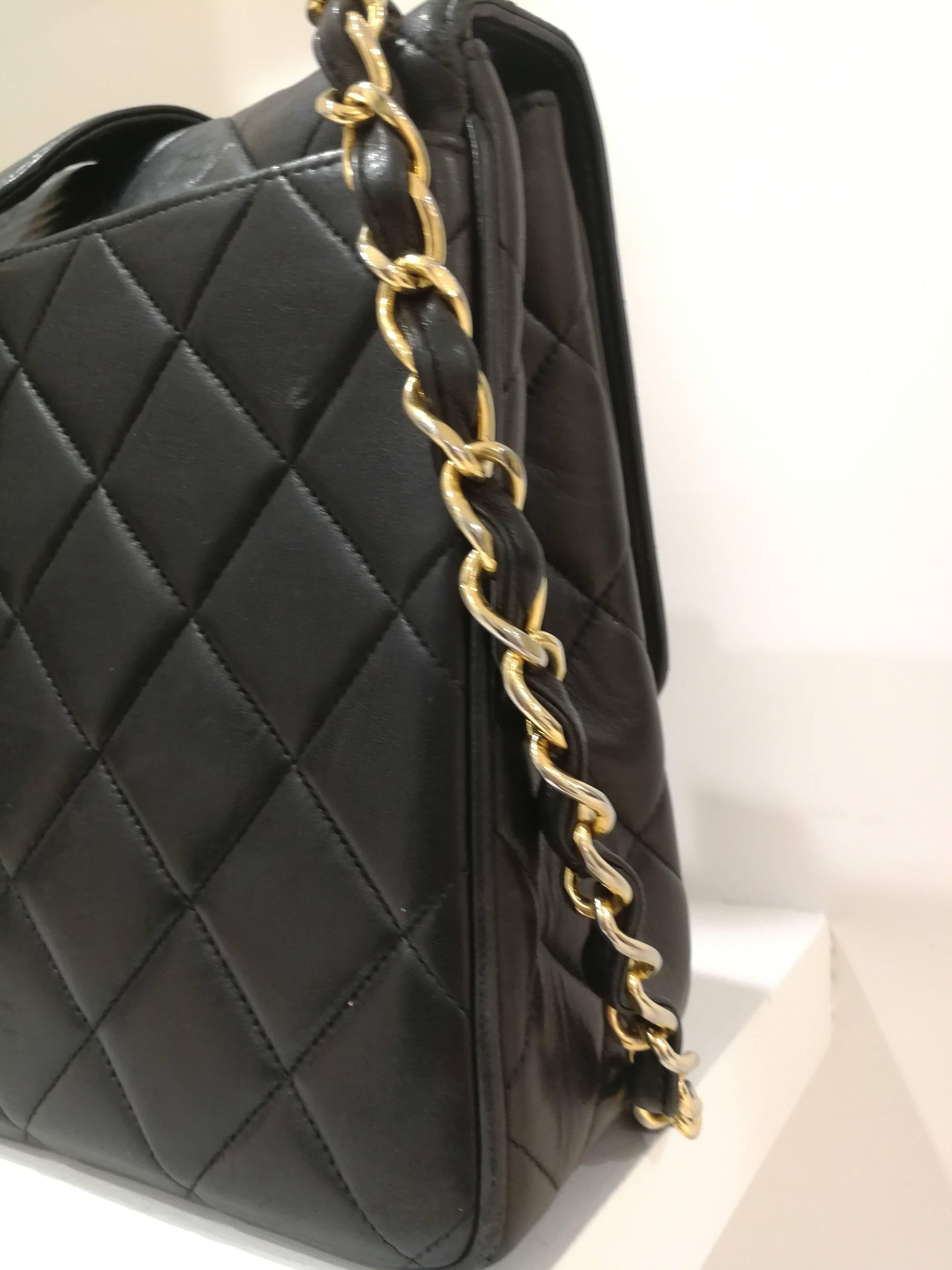 Chanel Black Leather CC Gold Tone Logo Shoulder Bag 7