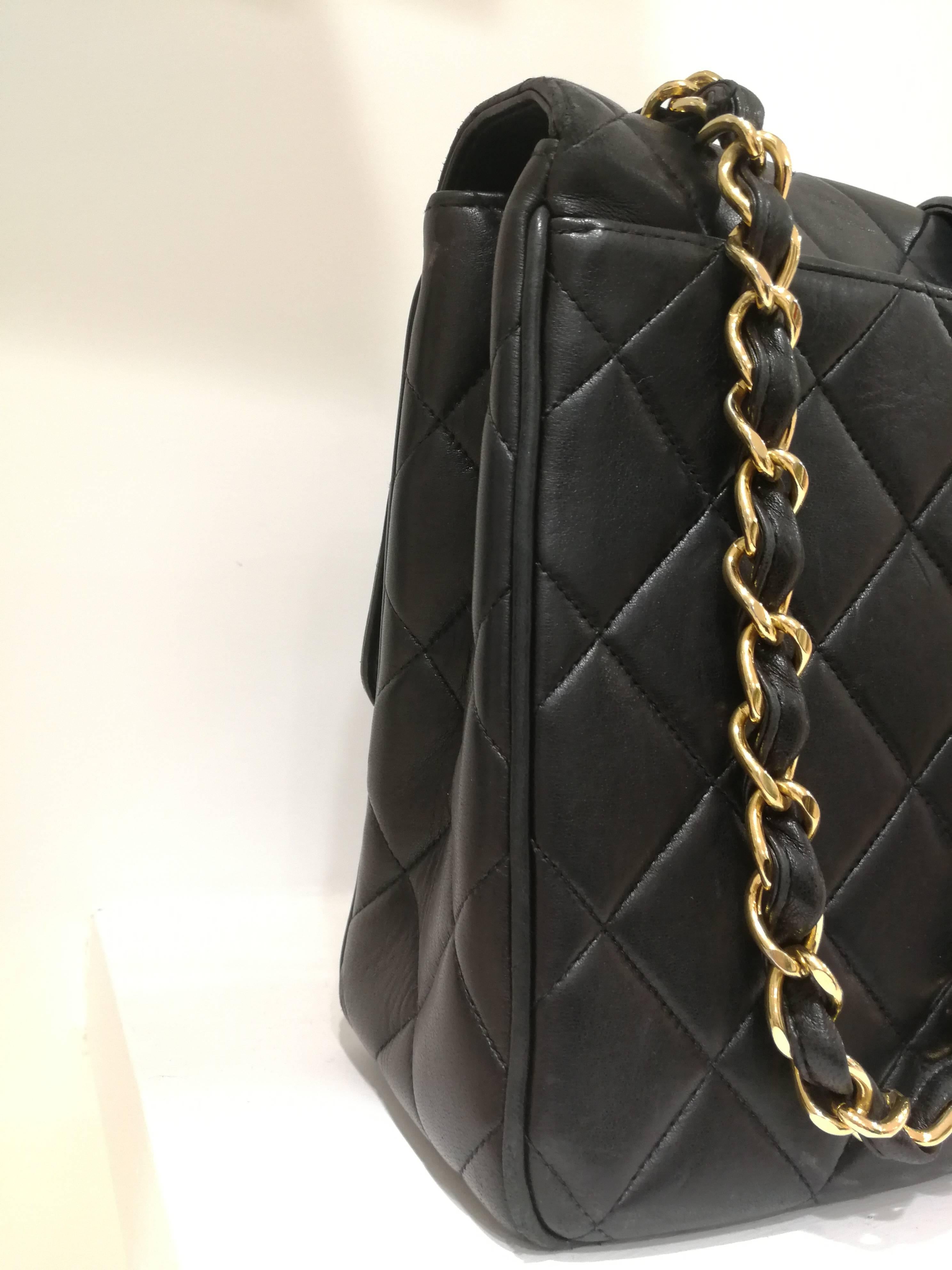 Chanel Black Leather CC Gold Tone Logo Shoulder Bag 8