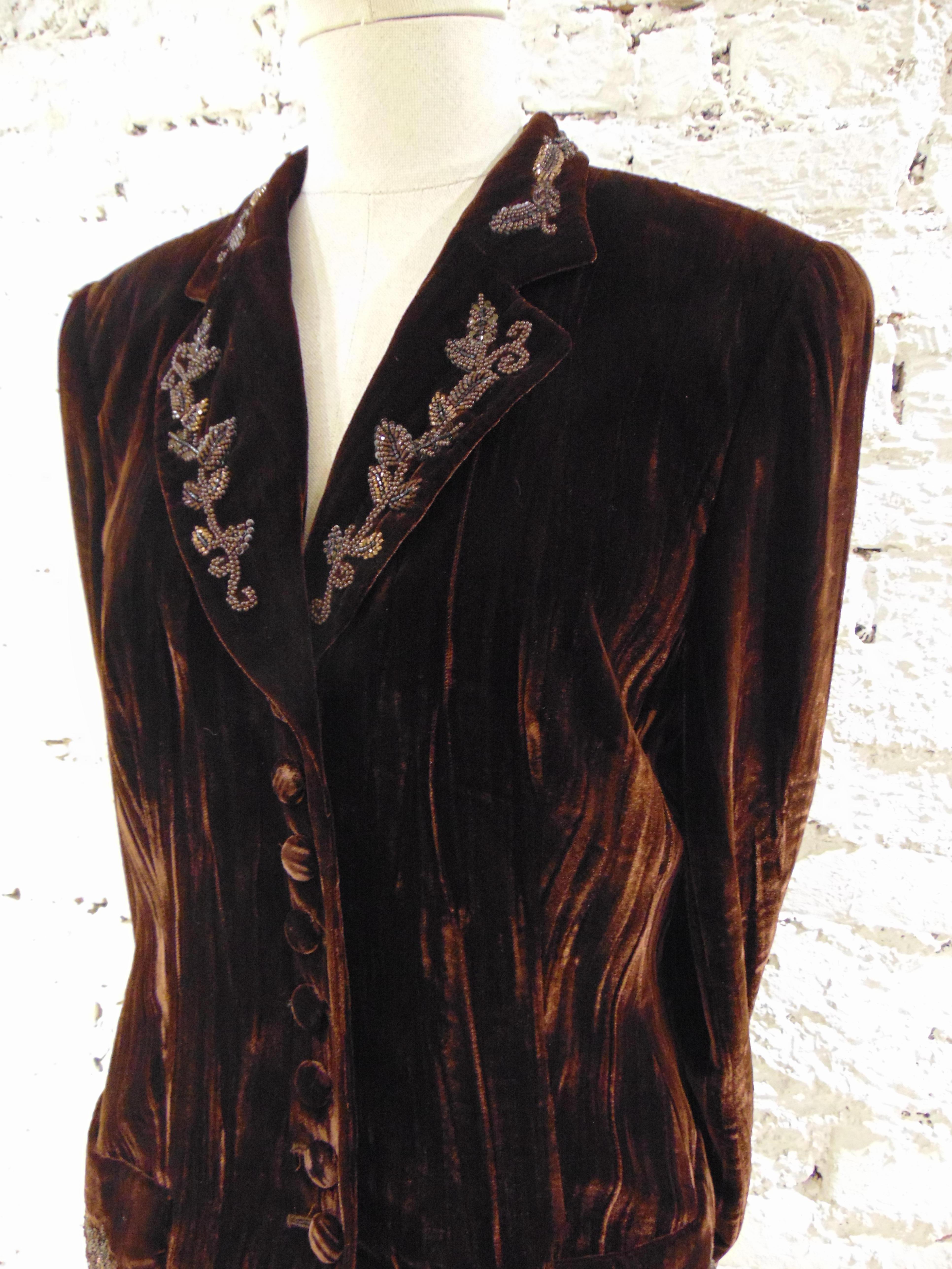 Rena Lange Brown Velvet Wool Jacket Blazer NWOT 6