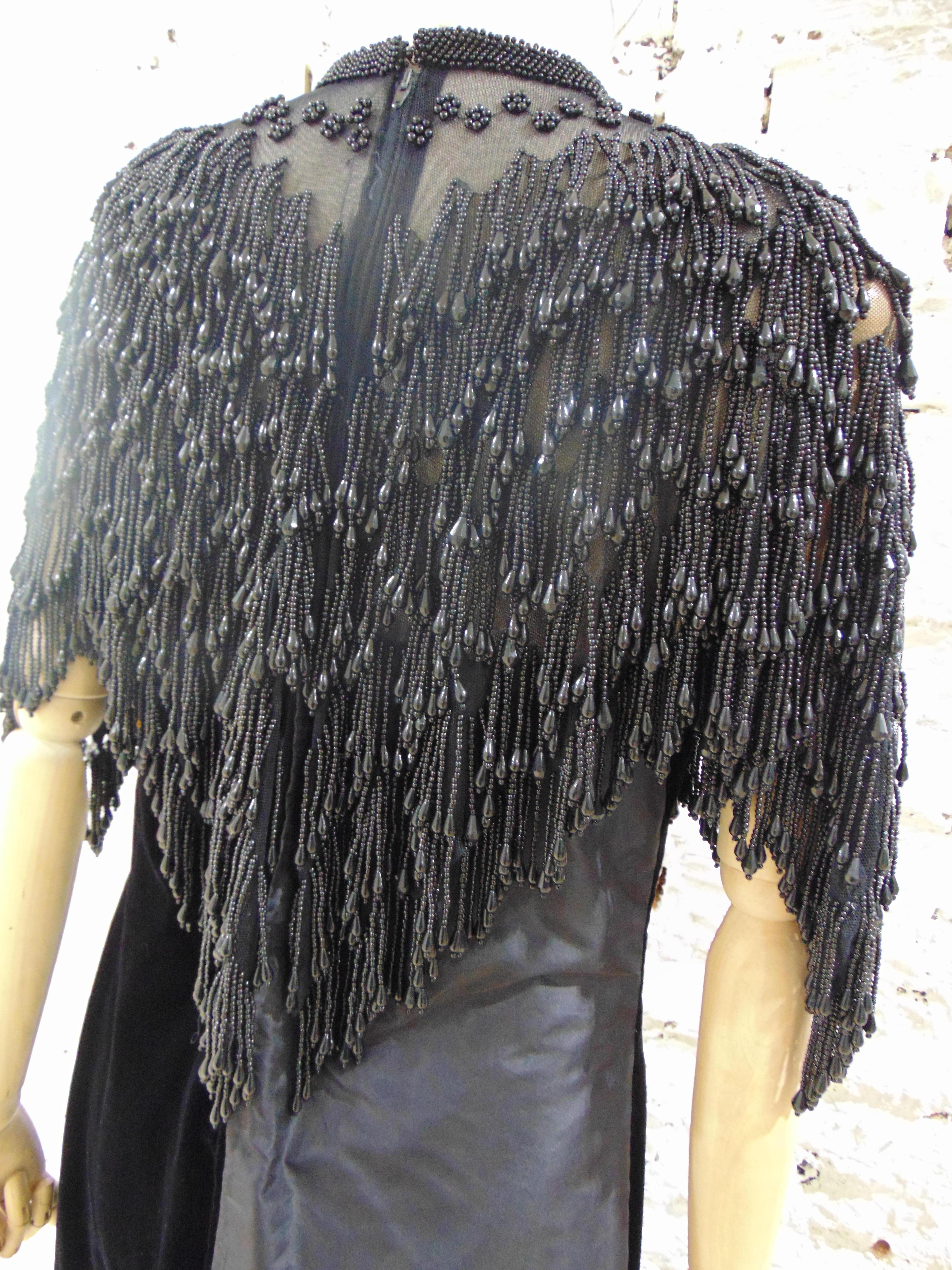 Women's Linea Barberini haute couture Velvet Silk Black Dress For Sale