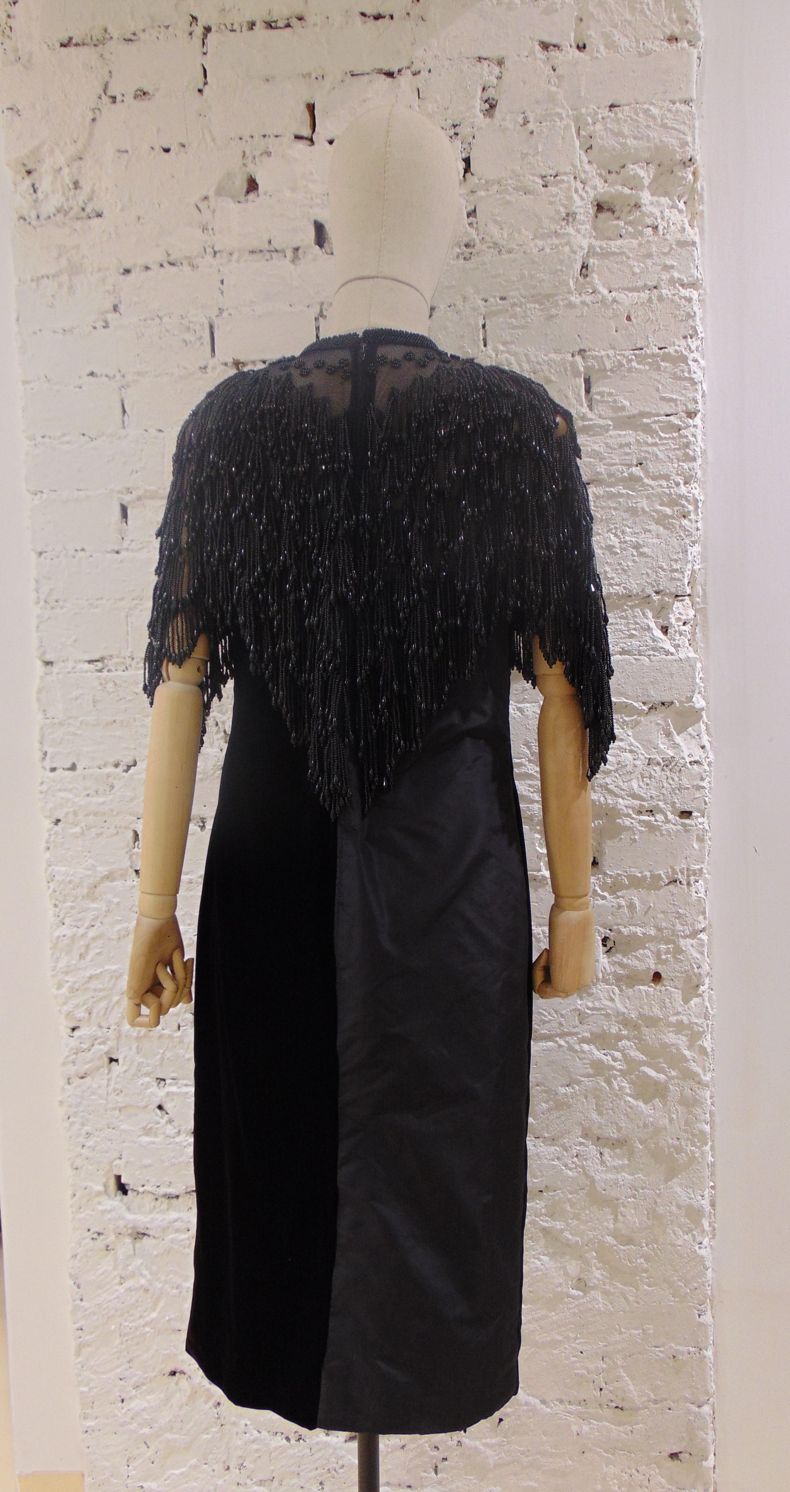 Linea Barberini haute couture Velvet Silk Black Dress In Excellent Condition For Sale In Capri, IT