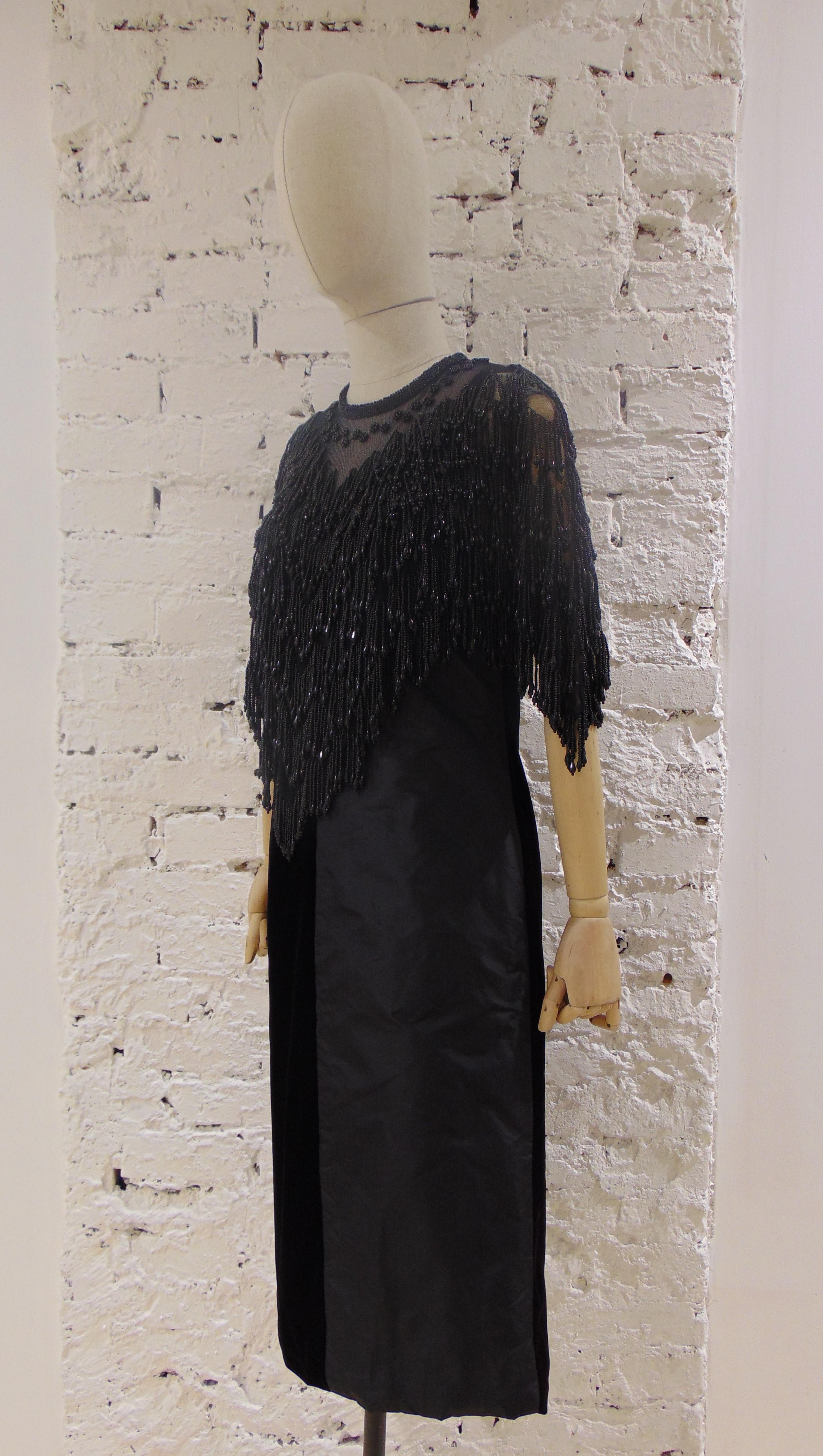 Linea Barberini haute couture Velvet Silk Black Dress For Sale 2