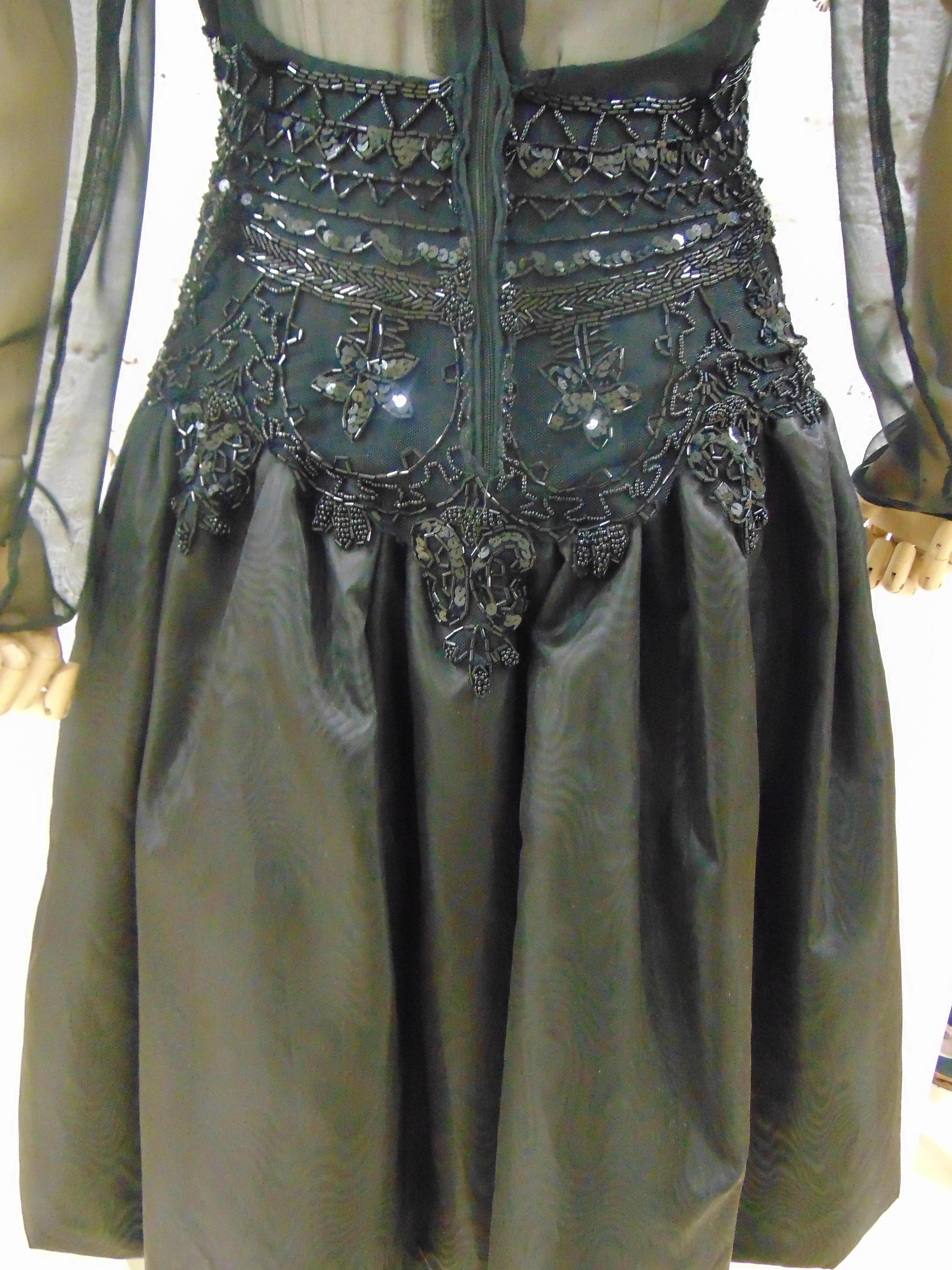 1980s Barberini Haute Couture Black Dress
embellished with beads 
totally handmade in italy
compsotion: viscose
size 42