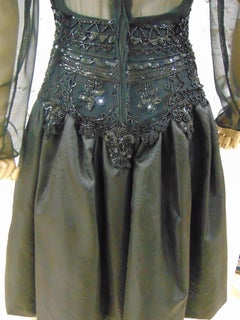 1980s Barberini Haute Couture Black Beaded Dress