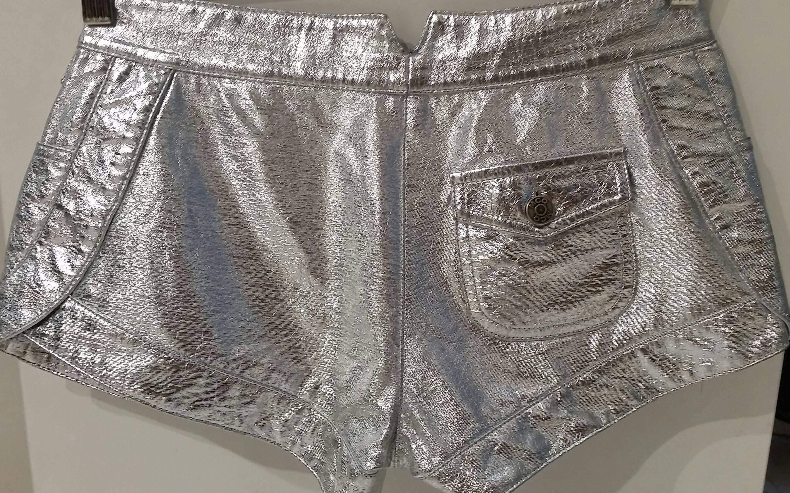 Women's 2000s Alexander McQueen MCQ Silver Shorts