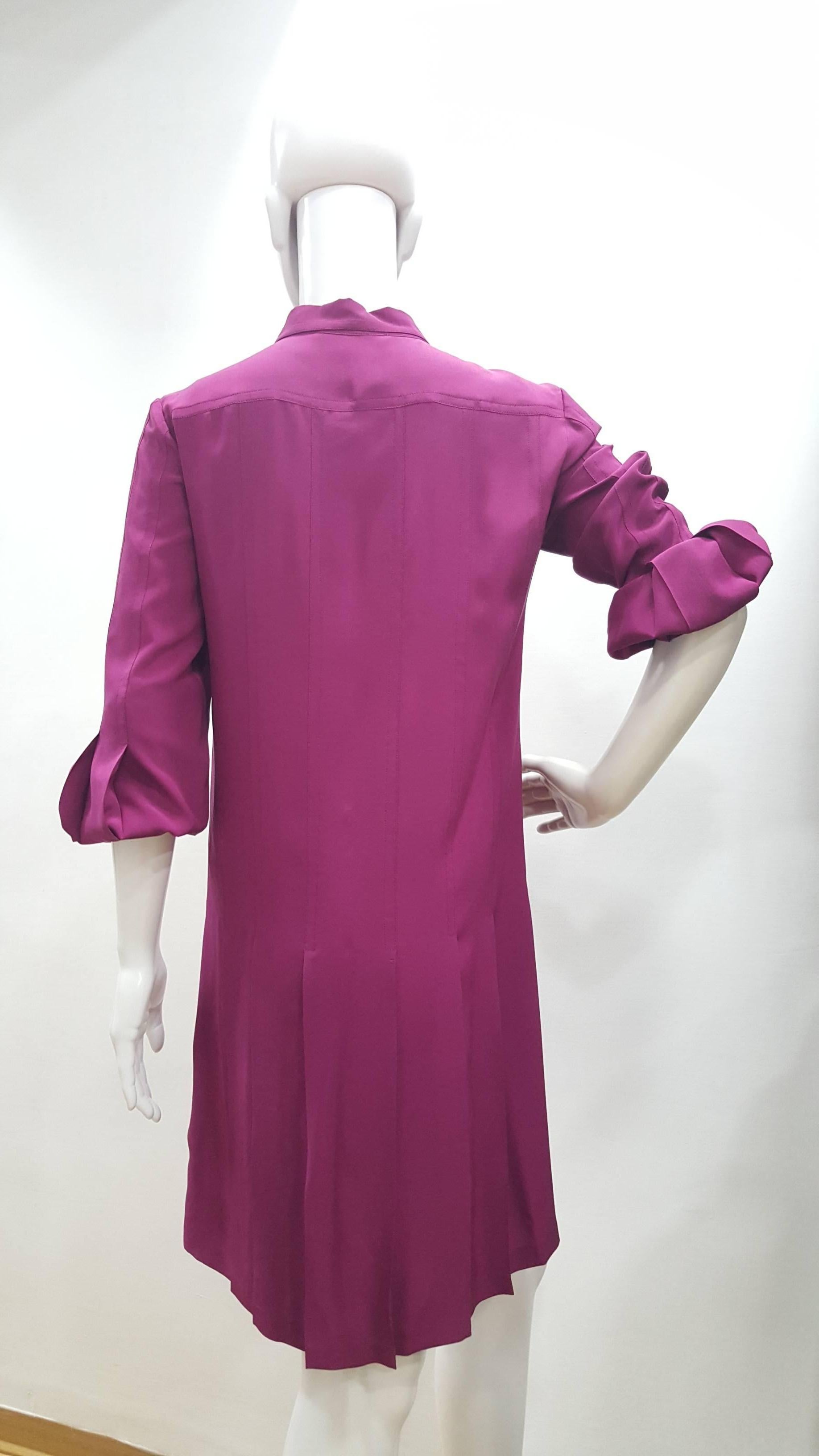 1980s Gucci Purple Dress by Alessandra Facchinetti with gold bottons