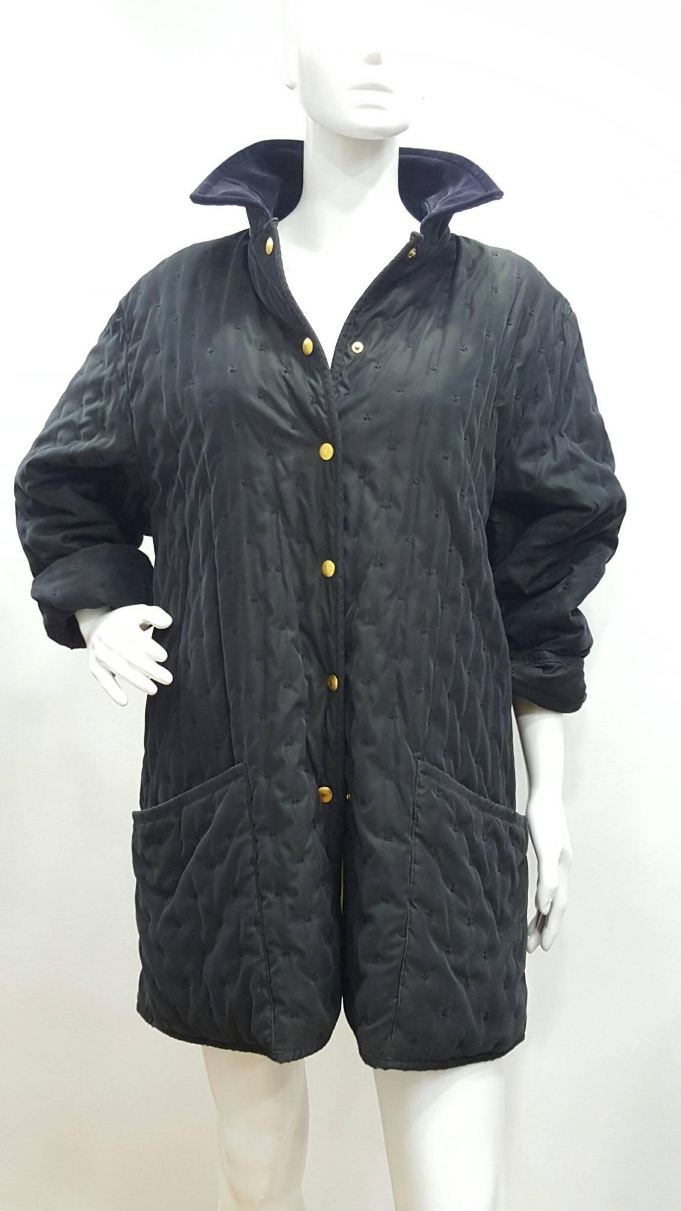 1970s Hermes wool black parka coat In Excellent Condition In Capri, IT