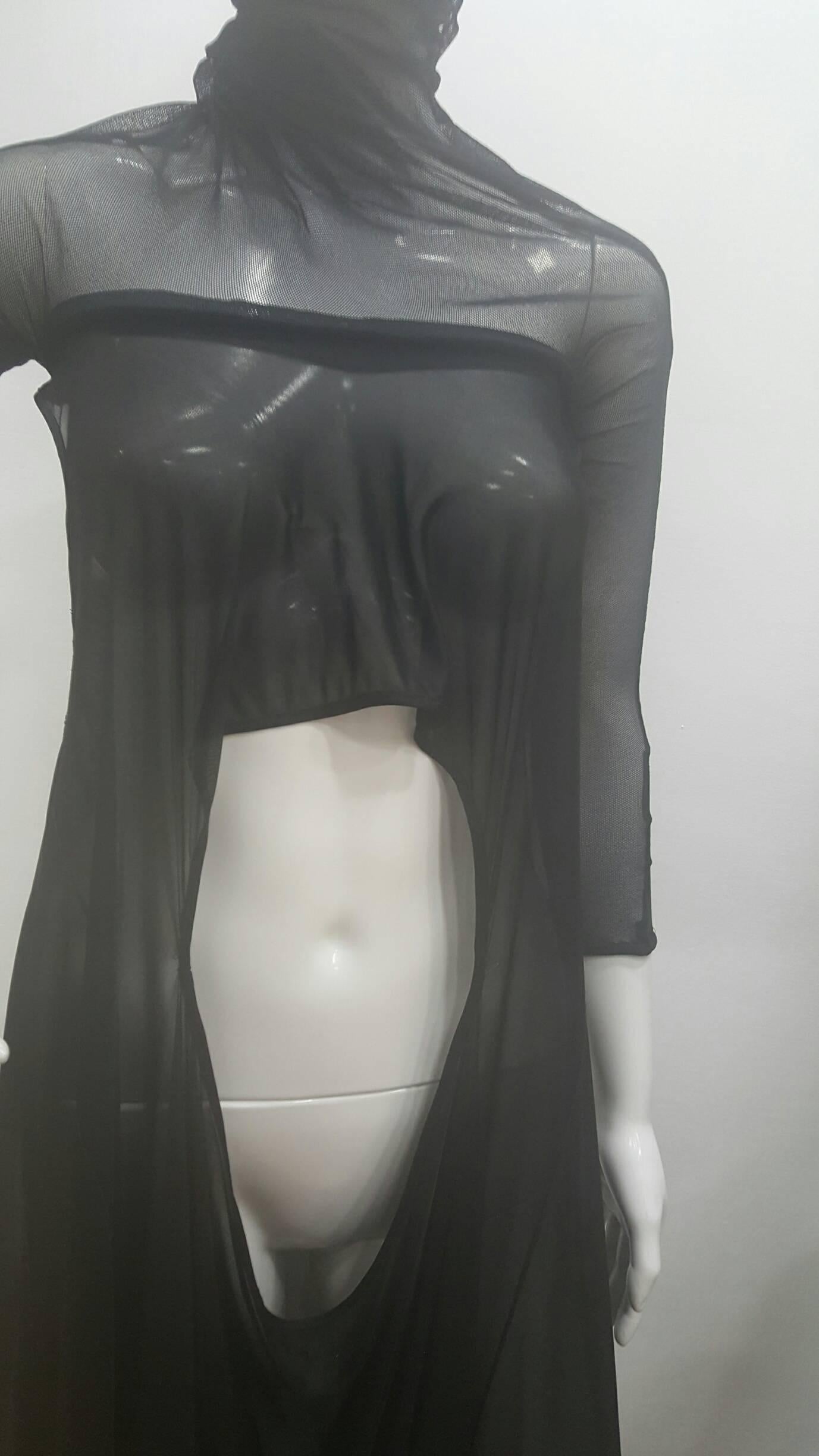 2003 Alexander McQueen Museum Piece See throught Black net Dress 2