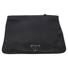 Prada Black Tessuto Nylon Clutch Pouch Unisex Wristlet Bag