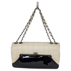 Chanel 2006 Chocolate Bar Lambskin Bicolor Kiss-Lock Flap