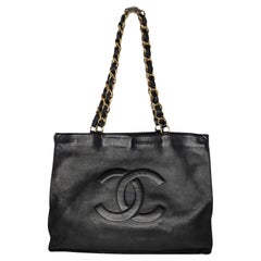 Chanel 90s Black Calfskin CC Chain XL Shopper Tote