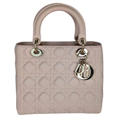 Christian Dior Powder Pink Cannage Lambskin Medium Lady Dior
