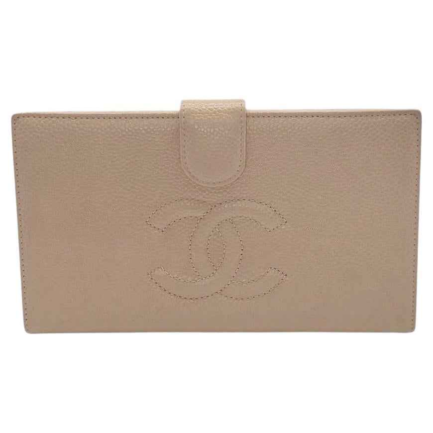 Portafoglio lungo Chanel Vintage Timeless French Beige