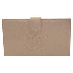 Chanel Vintage Timeless French Purse Long Wallet Beige