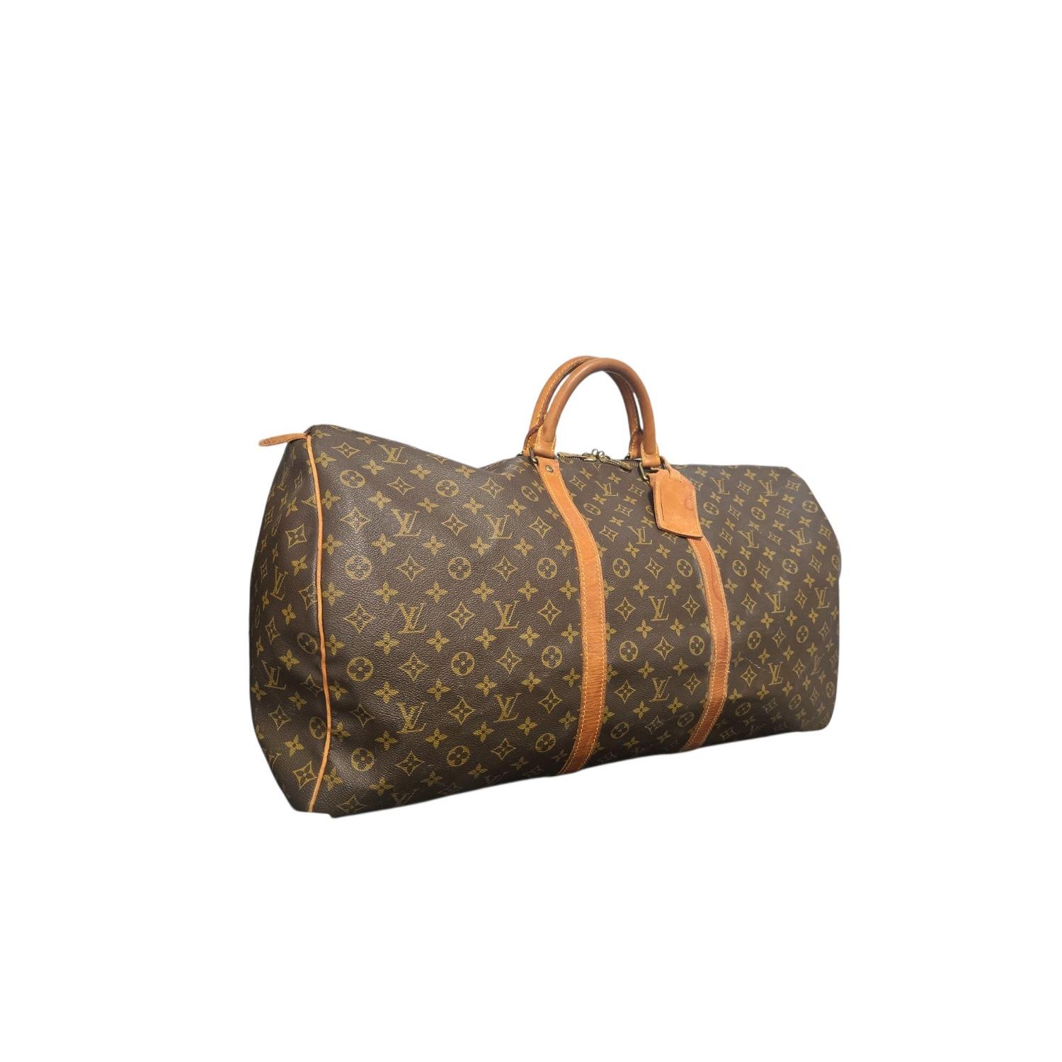 Marron Louis Vuitton Vintage Monogram Keepall 60 Duffel en vente