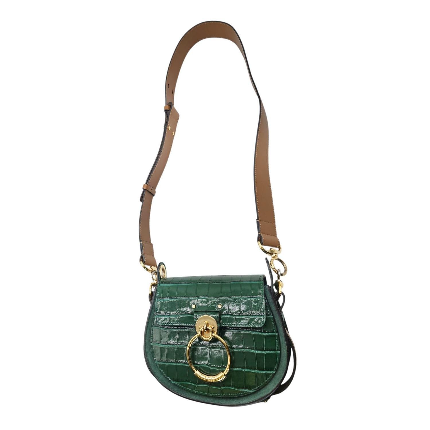 Chloe Borsa a tracolla Tess piccola in rilievo con coccodrillo Greene & Greene in vendita 1
