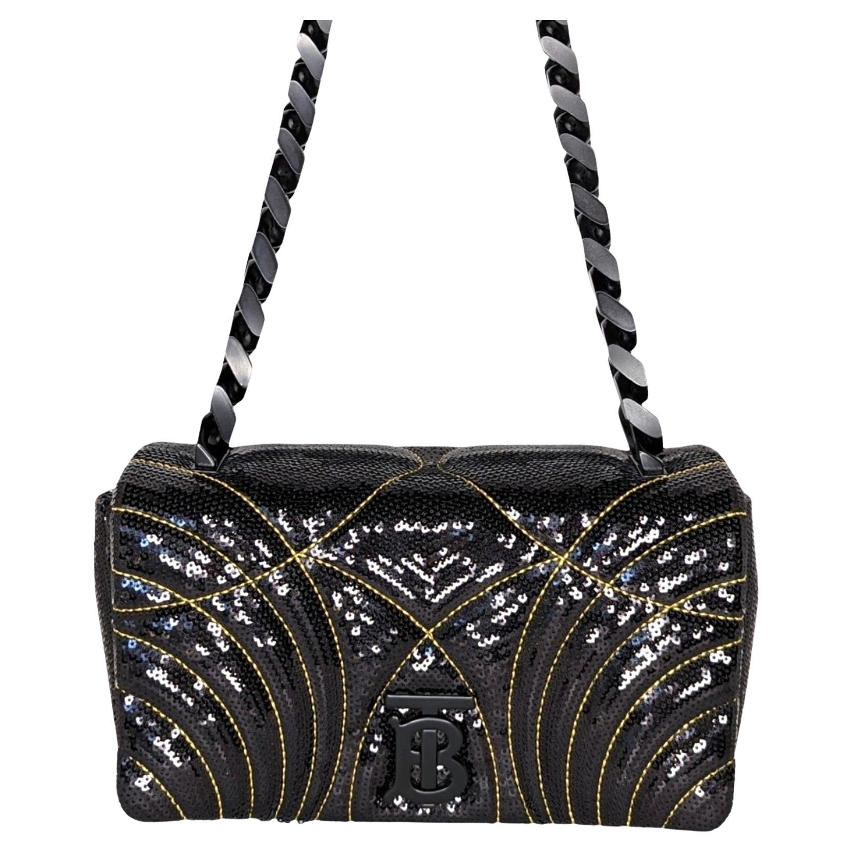 Burberry Lola Small Quilted Sequin Chain Shoulder Bag For Sale