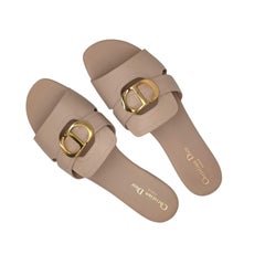 Christian Dior Beige Calfskin 30 Montaigne Flat Slides Size 42