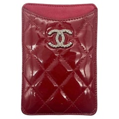 Chanel 2011 Red Patent Leather Card Holder with Silver CC Logo, Italy