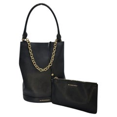 Burberry Prorsum 2015-2017 Black Leather Bucket Bag with Pochette