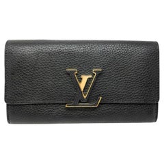 Louis Vuitton 2017 Black Taurillon Leather Capucines Wallet