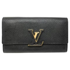 Louis Vuitton 2017 Black Taurillon Leather Capucines Wallet