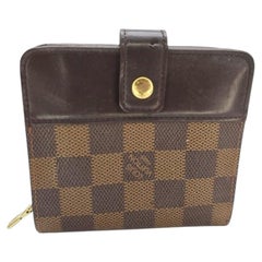 Louis Vuitton 2001 Vintage Damier Ebene Compact Zip Wallet