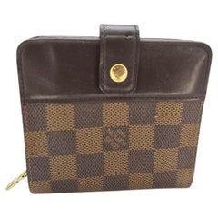 Louis Vuitton 2001 Vintage Damier Ebene Compact Zip Wallet