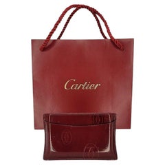 Cartier 20th Century Burgundy Patent Leather Birthday Card Holder