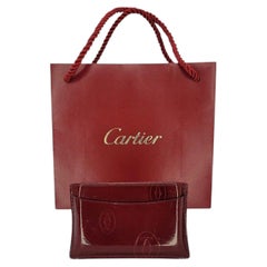 Cartier 20th Century Burgundy Patent Leather Birthday Card Holder