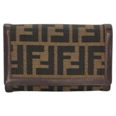 Portafoglio Fendi Vintage Zucca L-Zip a doppia piega, nei colori marrone e nero