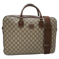 Cartella Gucci GG Supreme in pelle marrone, unisex, 21st Century