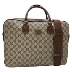 Cartella Gucci GG Supreme in pelle marrone, unisex, 21st Century