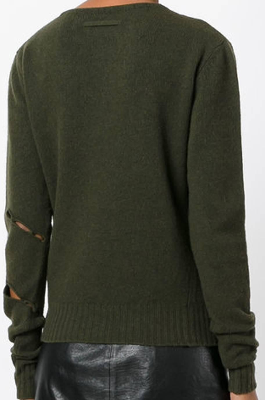 Black Jean Paul Gaultier Man Khaki Wool Cut Out Jumper