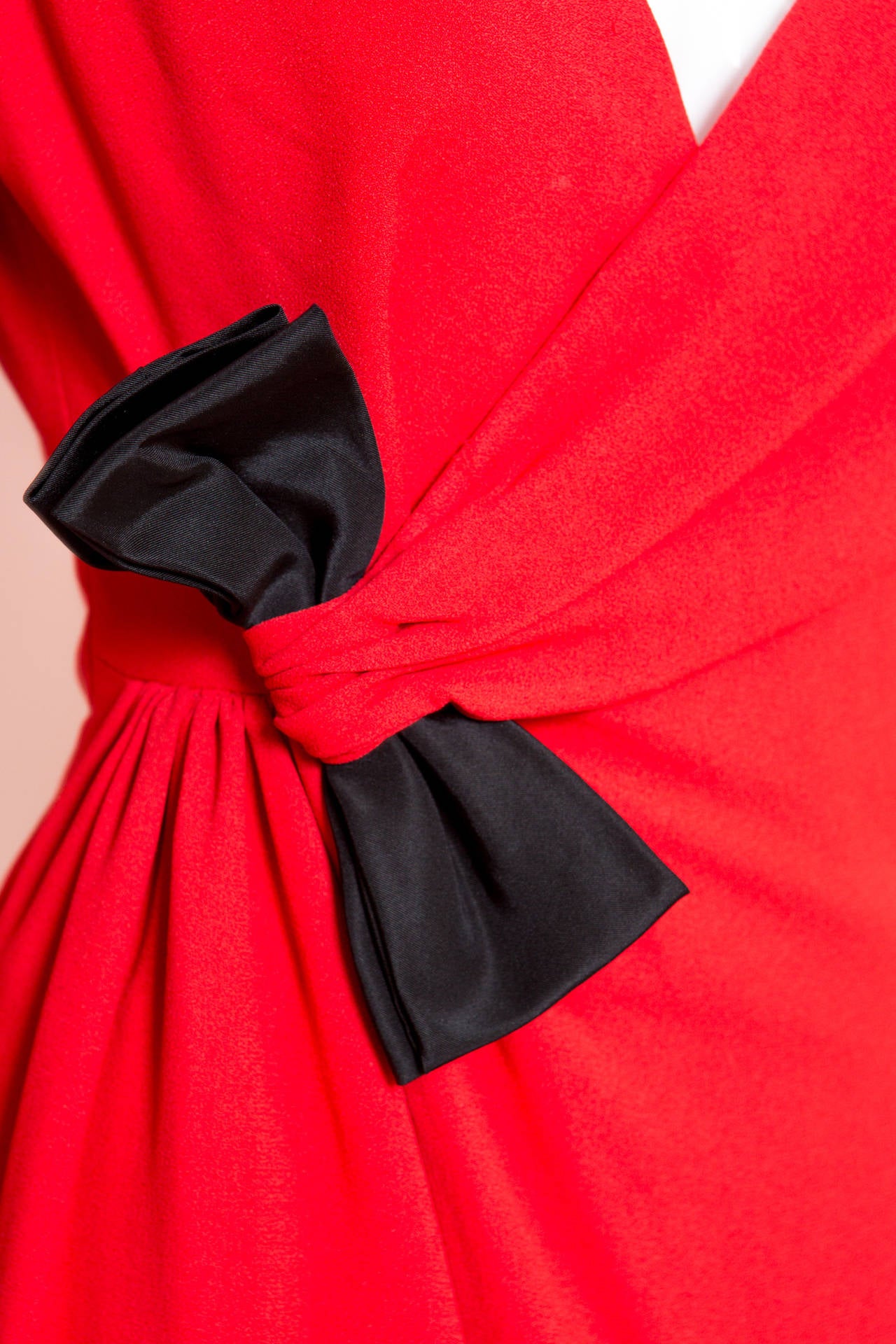 1980s Valentino Red Cocktail Dress 1