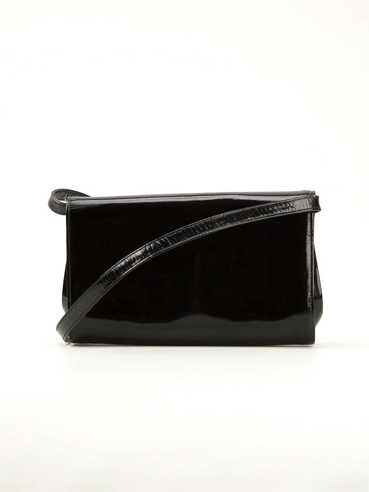 1970s Gucci Black Patent Leather Clutch In Good Condition In Paris, FR