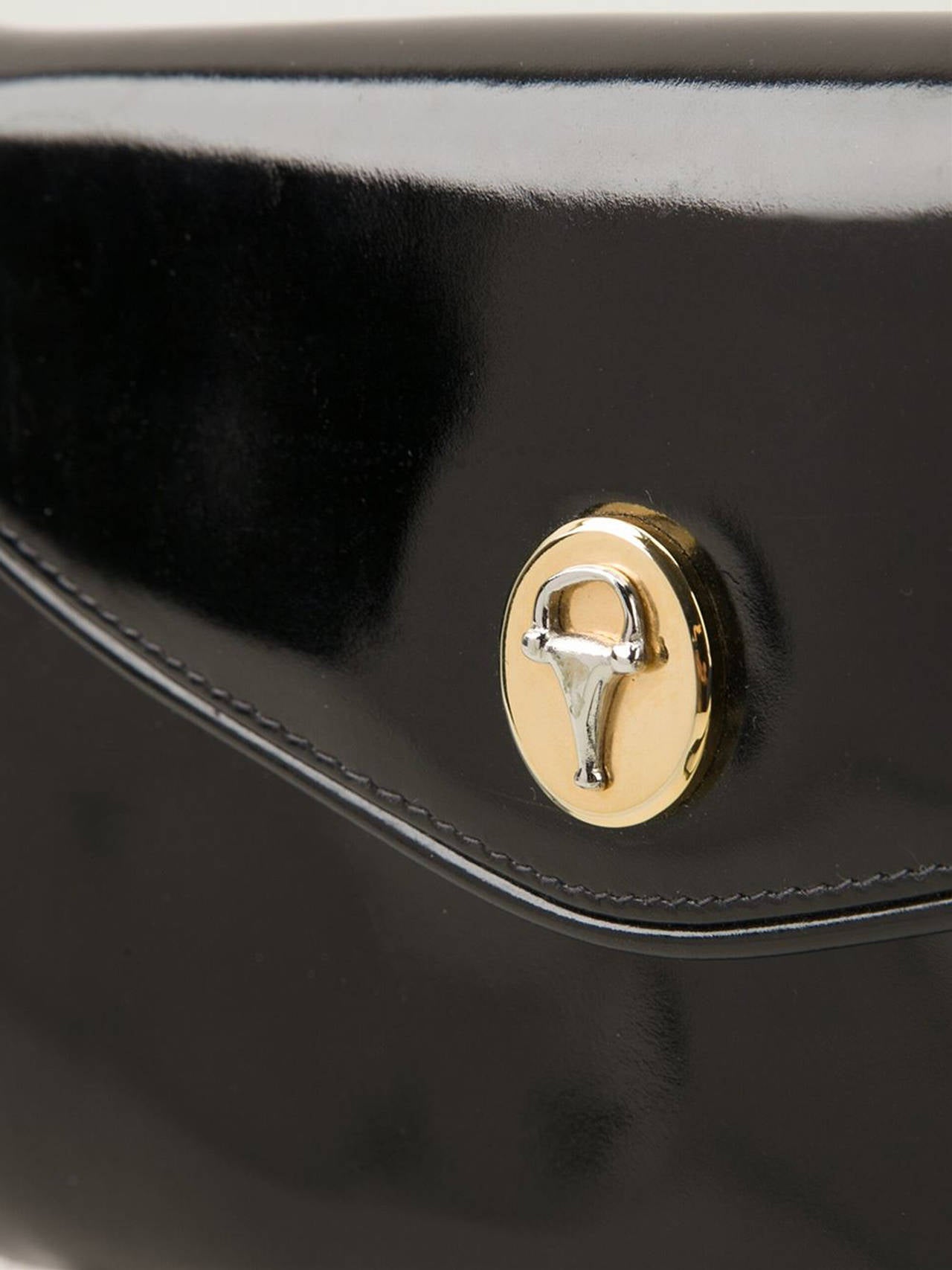 Women's 1970s Gucci Black Patent Leather Clutch